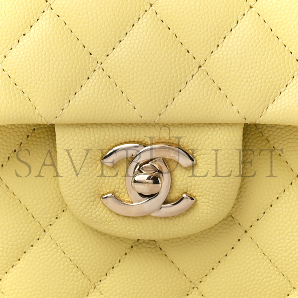 Ch*el caviar quilted small double cover yellow (23*14.5*6cm)